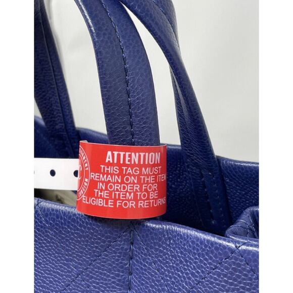 CHANEL Quilted Blue Caviar Leather Pocket Chain CC Charm Tote - Picture 10 of 14